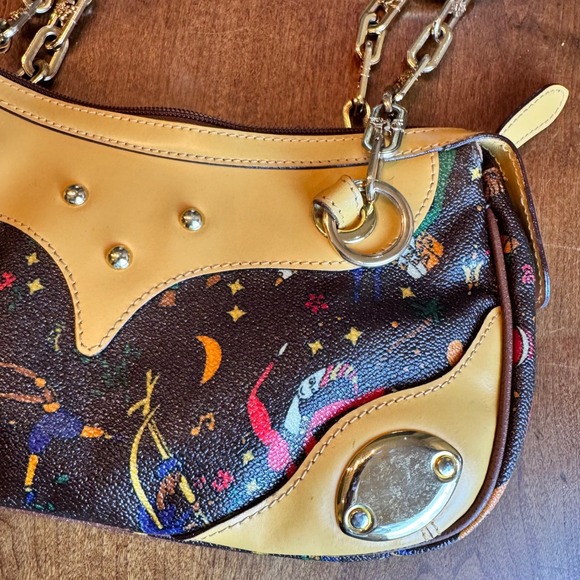Piero Guidi Magic Circus Shoulder Bag Multicolor Leather Double Chain Strap - Picture 2 of 14